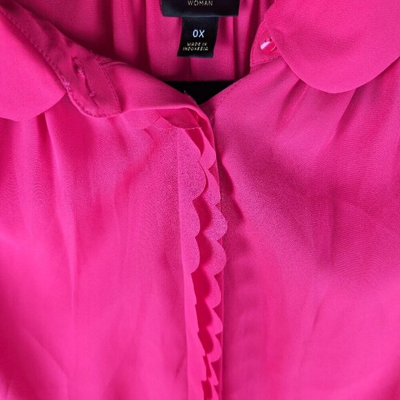 Worthington Woman Neon Pink Sleeveless Button-Down Blouse - 0X - Picture 2 of 6